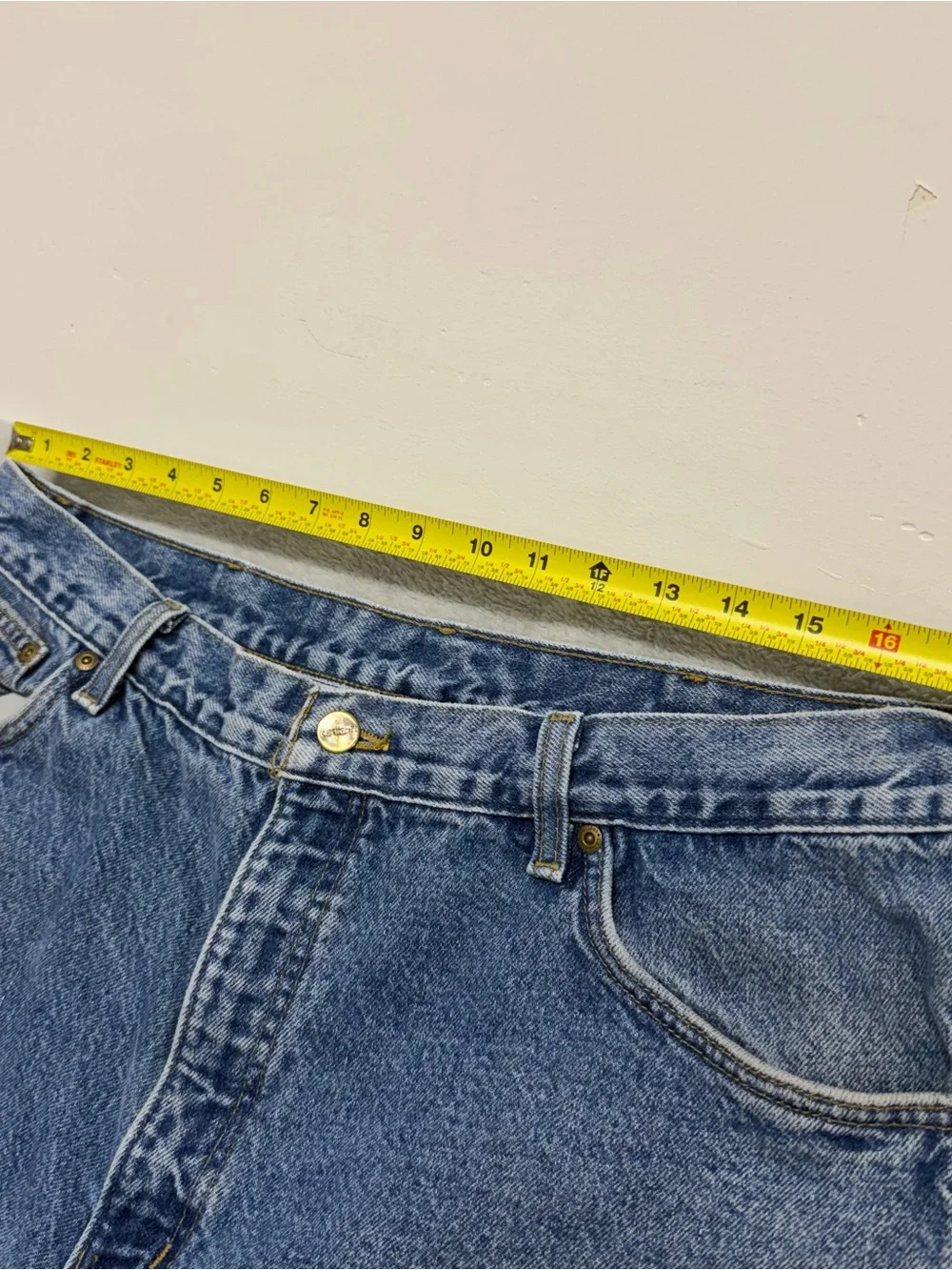 Vintage 90s Carhartt Flannel Lined Jeans Mens 35x28 Blue Dark Wash B21 DST